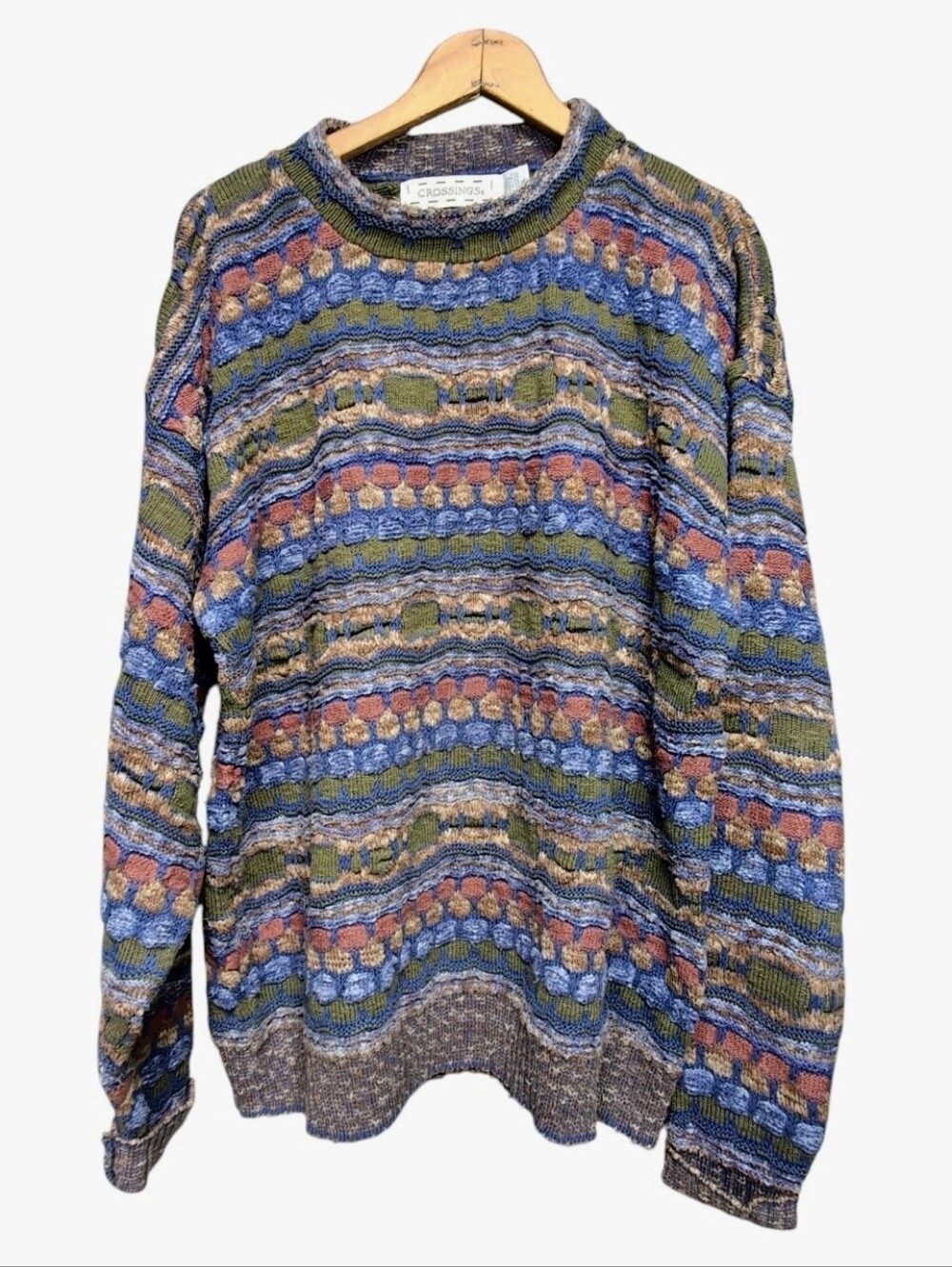 Vintage Crossings Textured Knit Sweater Men's EXTRA LARGE Cotton Made in USA